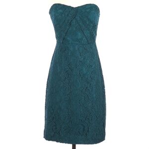 NWT J Crew Sz 6 Holiday Party All Lace Jade Dark Green Strapless Cocktail Dress